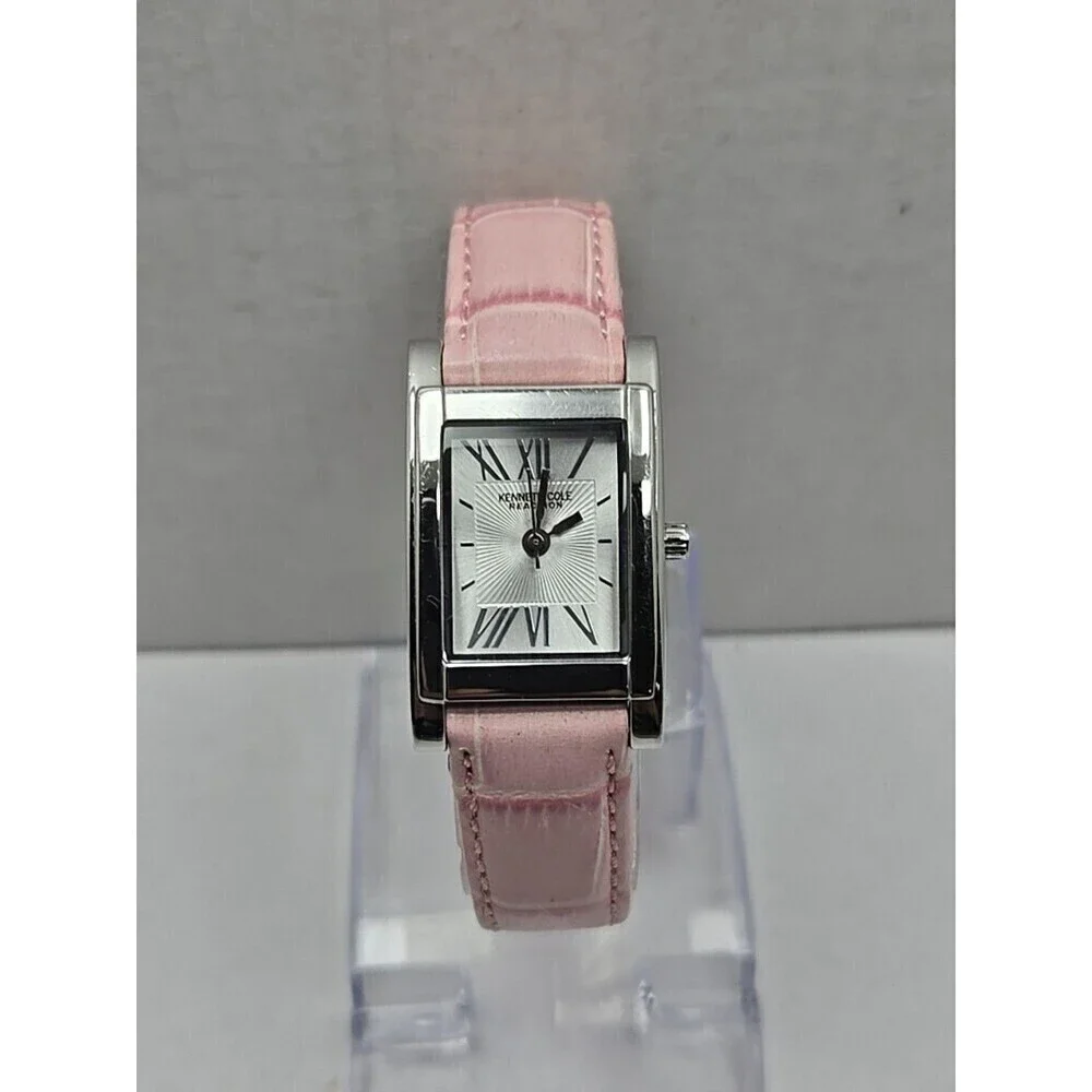 Kenneth Cole Reaction KC2404 Ladies XS Tank Watch Pink Leather Strap New Battery